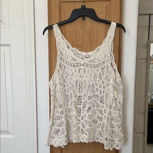 Boho ivory lace tank top